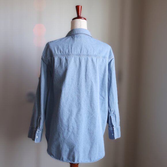 Able Crystal Oversized Denim Shirt Womens XL Closet Staple Travel - Picture 3 of 7